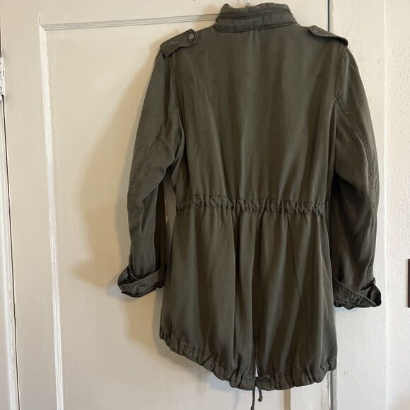 GH Bass Co Utility Military Jacket Women’s L Army Green Full Zip Snap Chore READ - Picture 2 of 16